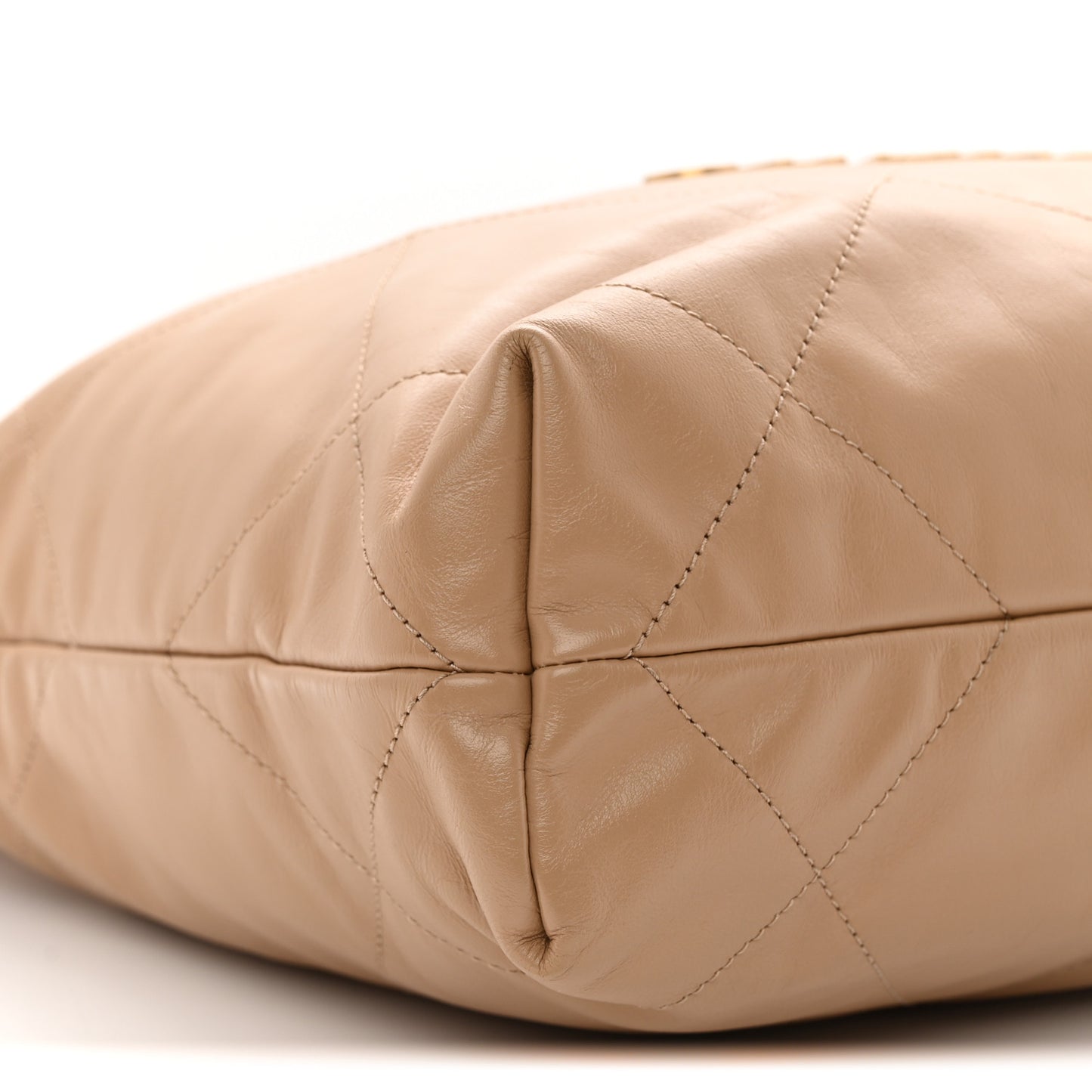 Shiny Calfskin Quilted Small Chanel 22 Beige