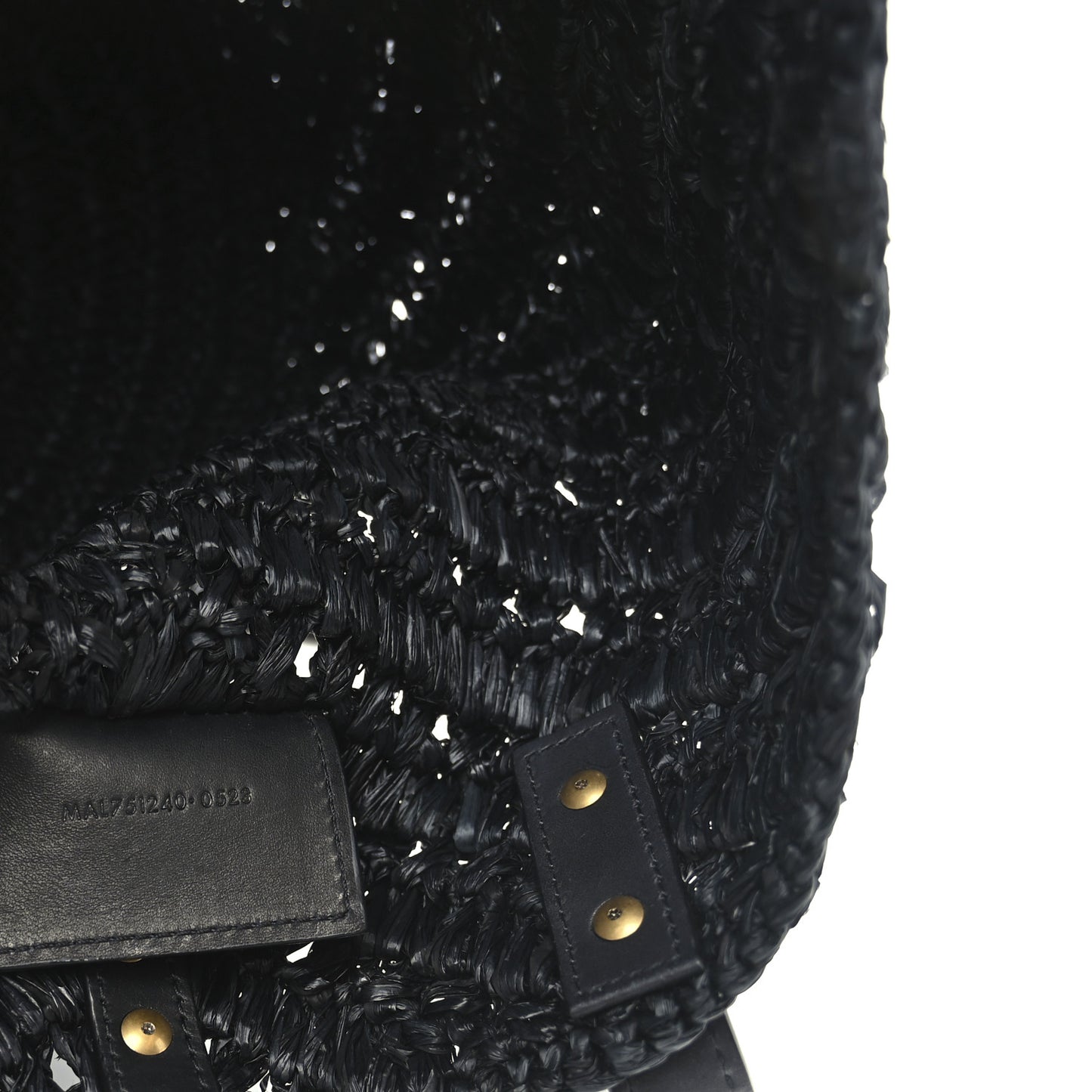 Raffia Calfskin Small Panier Tote Black