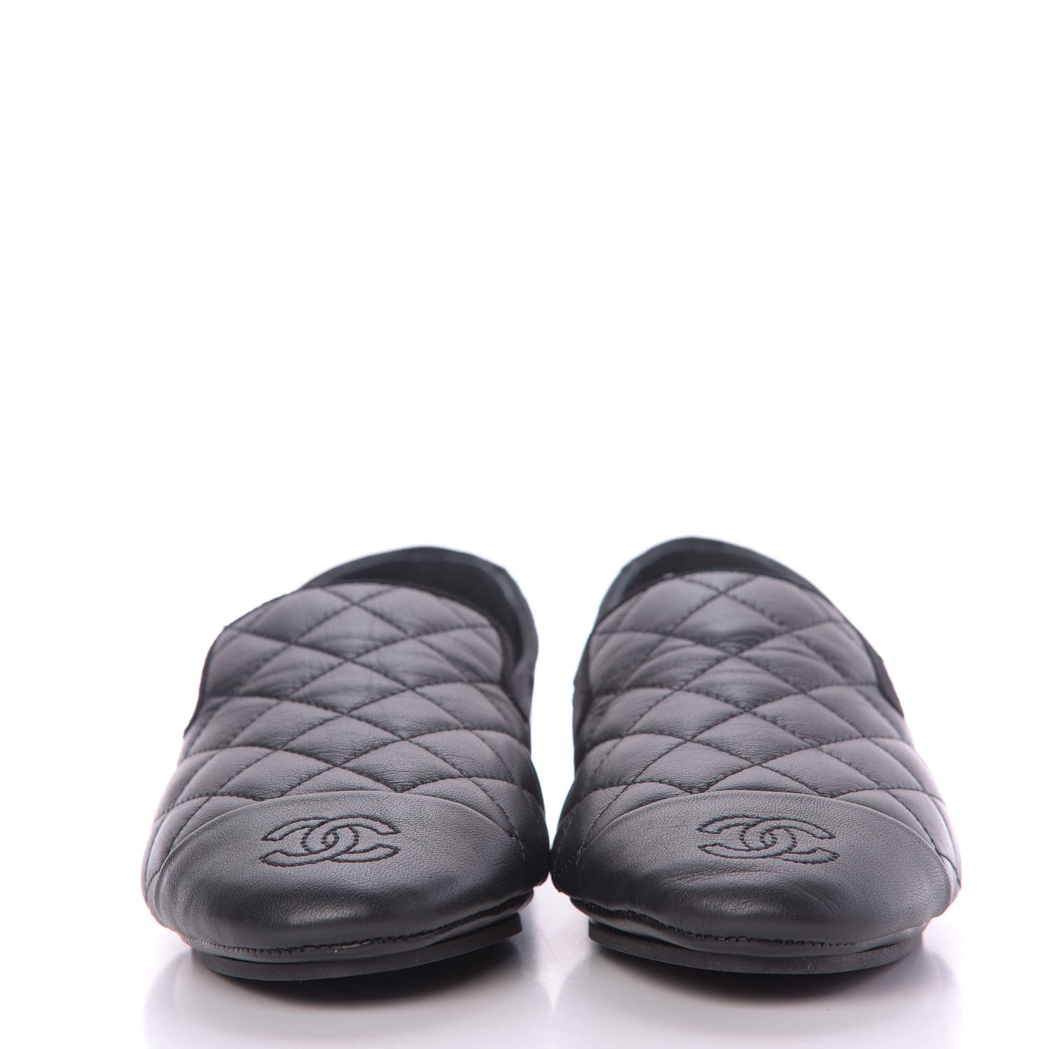 Chanel Lambskin Quilted Cap Toe Slipper With Pouch 37 Black 2 of 13