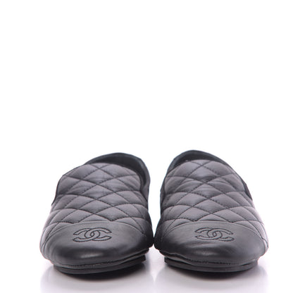Chanel Lambskin Quilted Cap Toe Slipper With Pouch 37 Black 2 of 13
