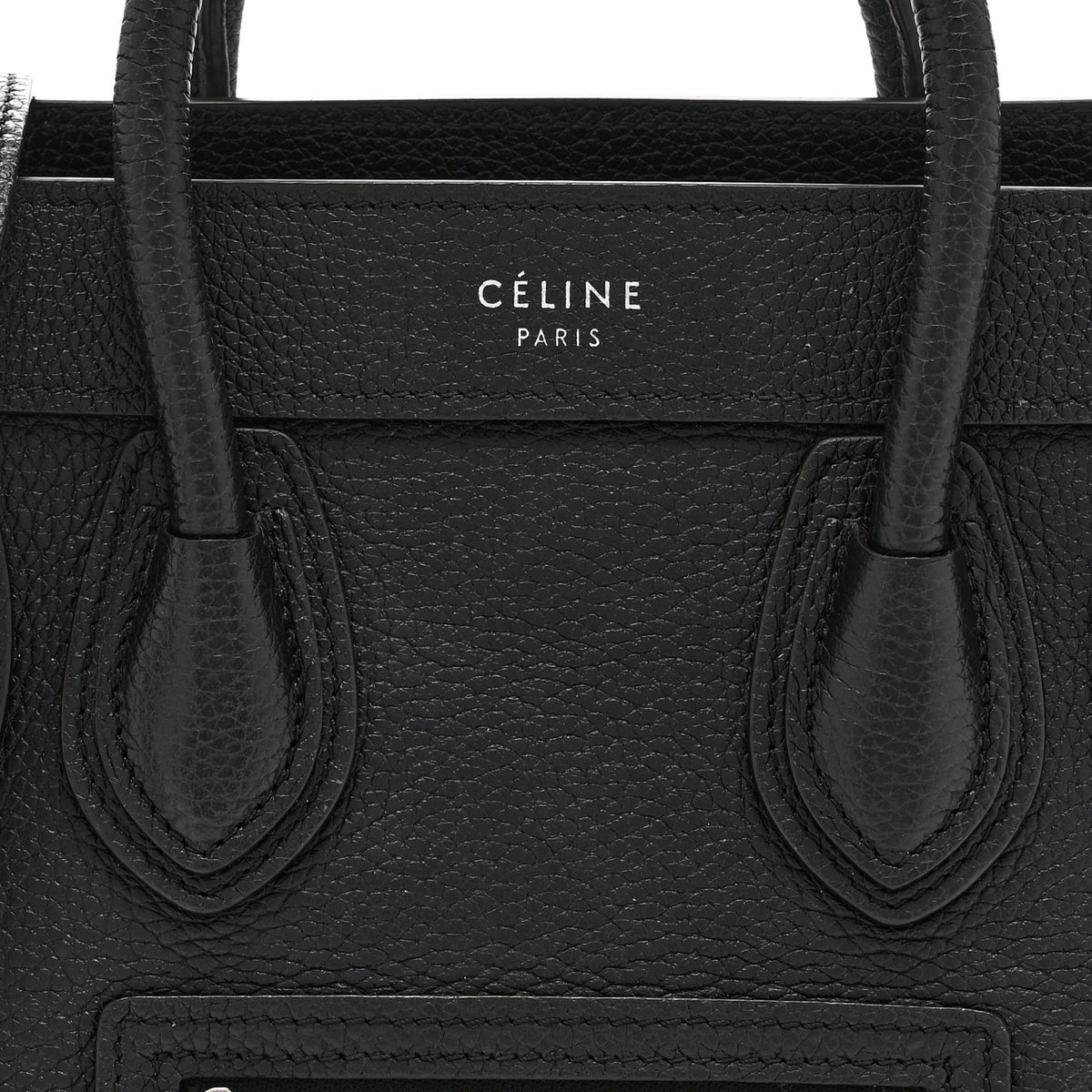 Celine Drummed Calfskin Nano Luggage Black 8 of 10