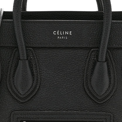 Celine Drummed Calfskin Nano Luggage Black 8 of 10