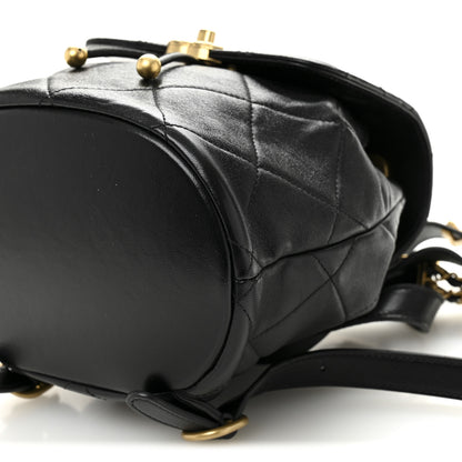 Chanel Lambskin Quilted Logo Mini Backpack Black 10 of 10