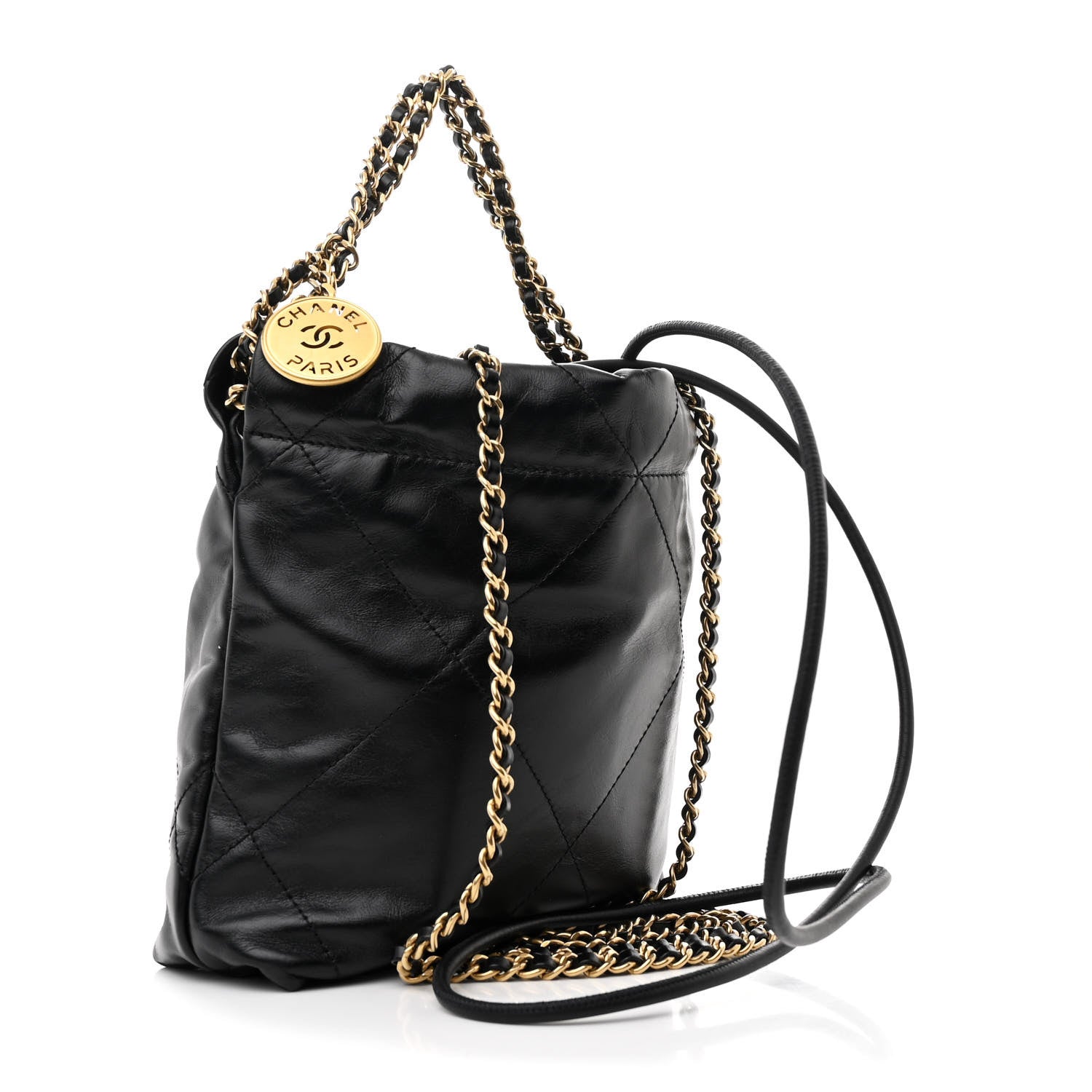 Chanel Shiny Calfskin Quilted Mini Chanel 22 Black 3 of 10