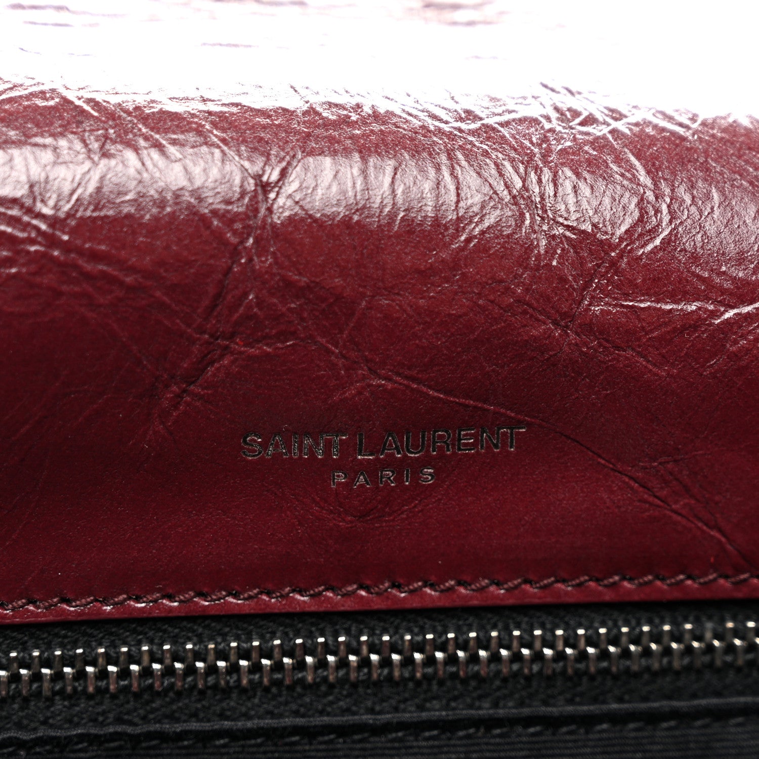 Saint Laurent Crinkled Calfskin Matelasse Monogram Large Niki Chain Satchel Rouge Legion 12 of 12