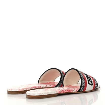 Christian Dior Canvas Embroidered Dioramour Dway Mules Slide Sandals 38 Red 4 of 8