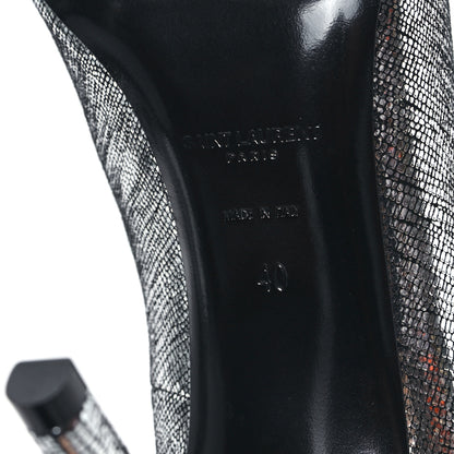 Saint Laurent Metallic Calfskin Anja 105 Pumps 40 Argento 6 of 10