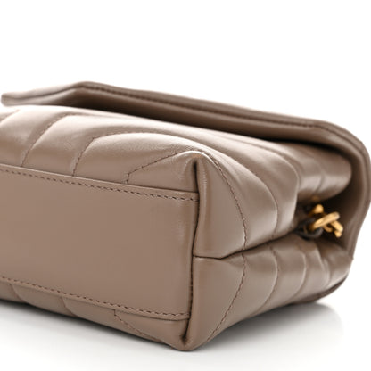 Saint Laurent Calfskin Y Quilted Monogram Toy Loulou Crossbody Bag Dark Beige 10 of 12