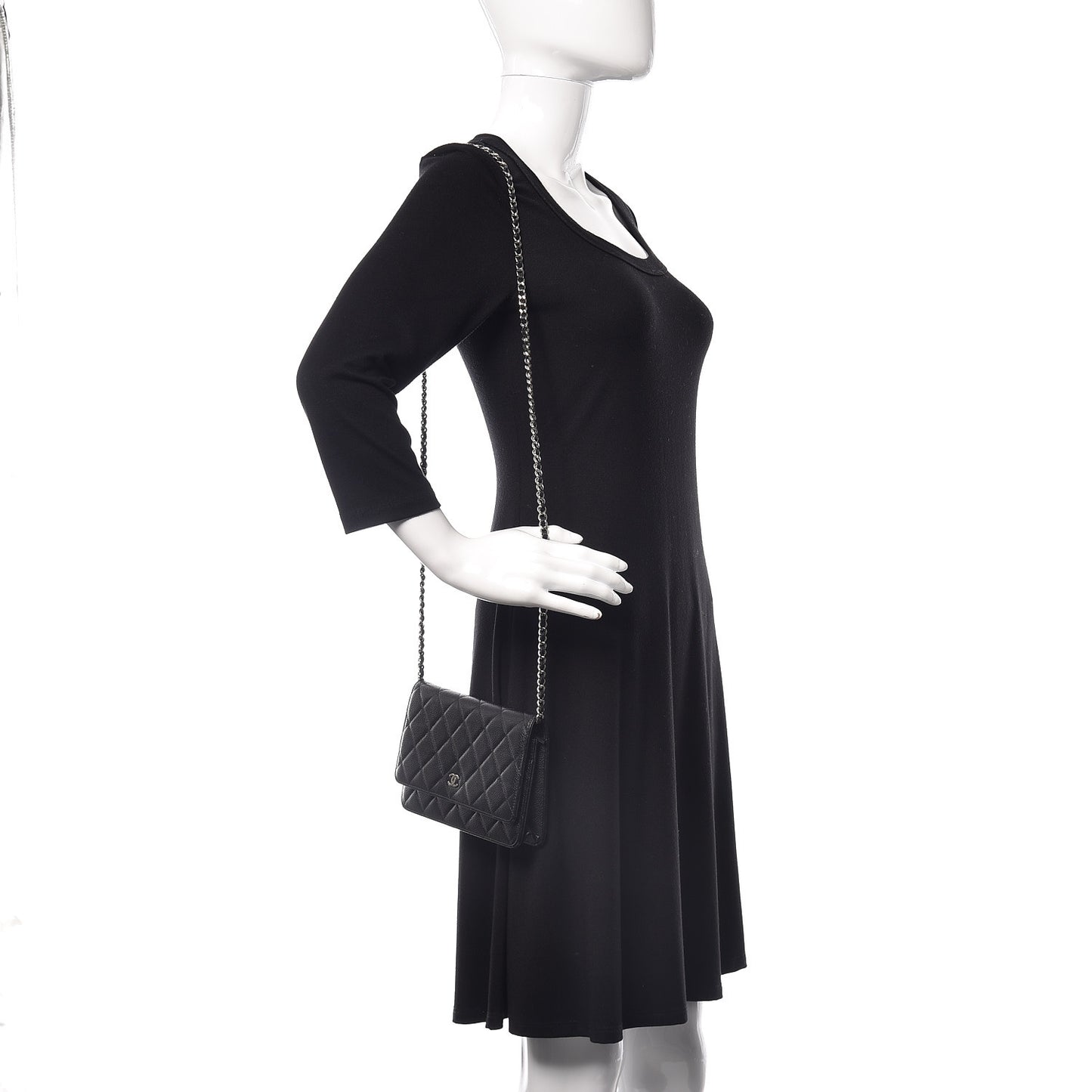 Caviar Quilted Wallet On Chain WOC Black