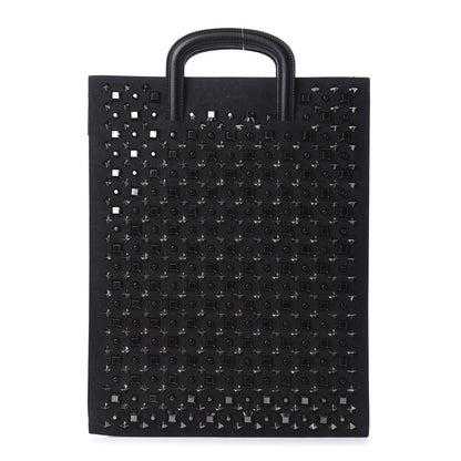 Christian Louboutin Calfskin Spiked Studded Large Trictrac Portfolio Bag Black 1 of 9