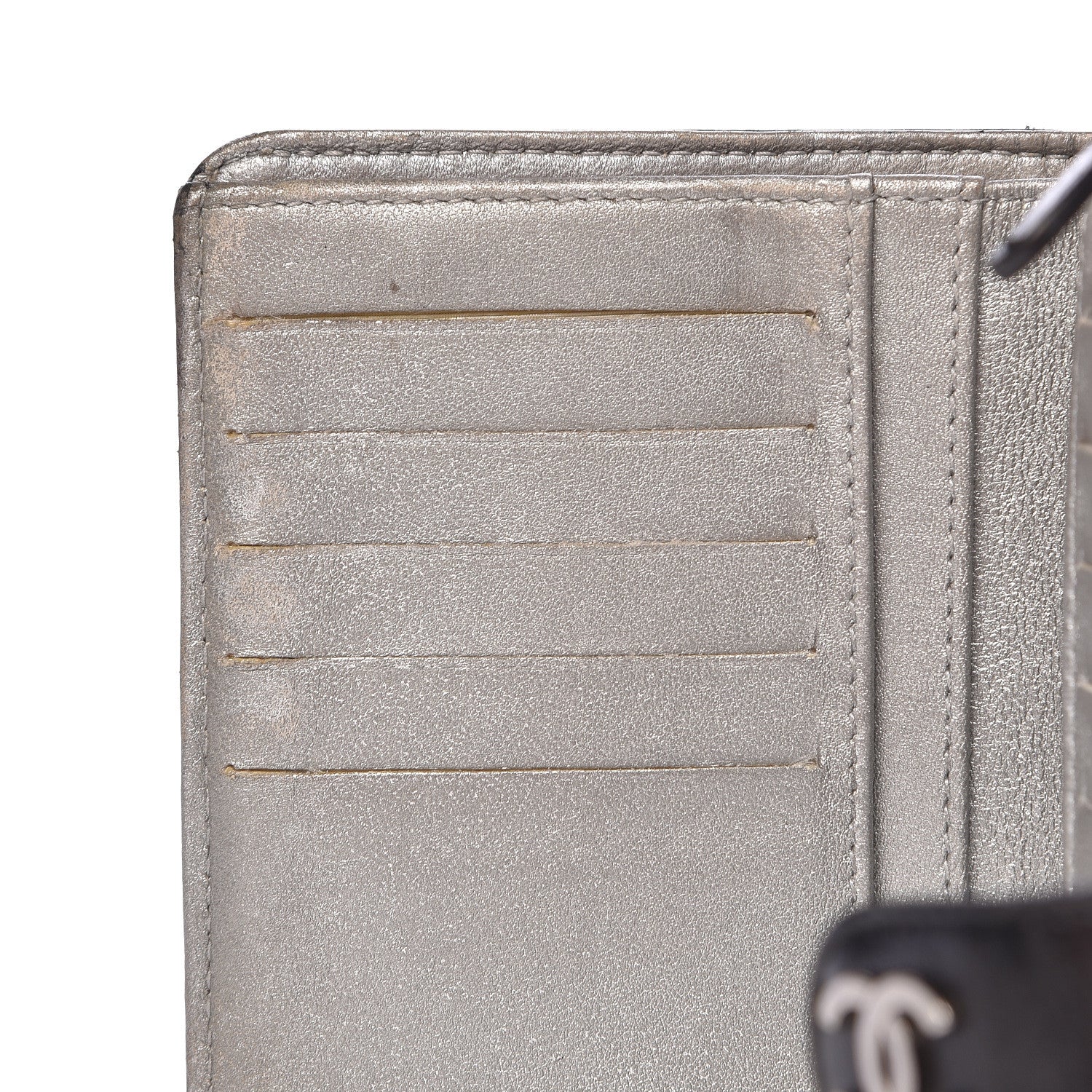Chanel Lambskin Camellia Embossed Zipped Pocket Wallet Black 13 of 15