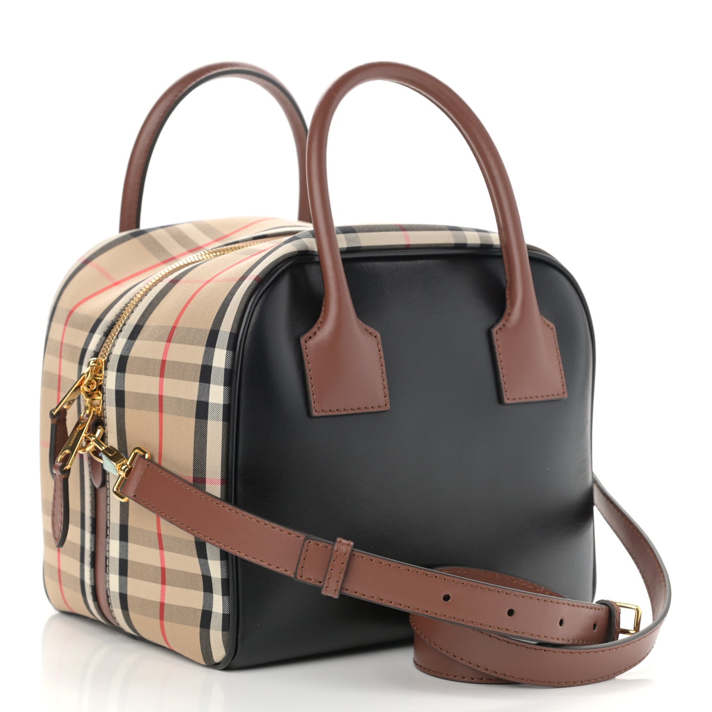 Smooth Calfskin Small Cube Bowling Bag Black