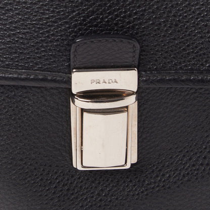 Prada Vitello Daino Flat Flap Messenger Bag Black 8 of 10