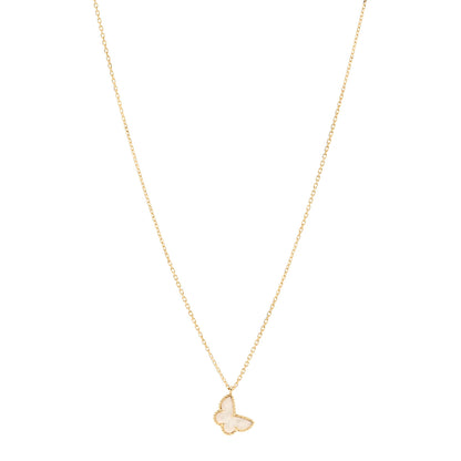 Van Cleef & Arpels 18K Yellow Gold Mother of Pearl Sweet Alhambra Butterfly Pendant Necklace 1 of 6