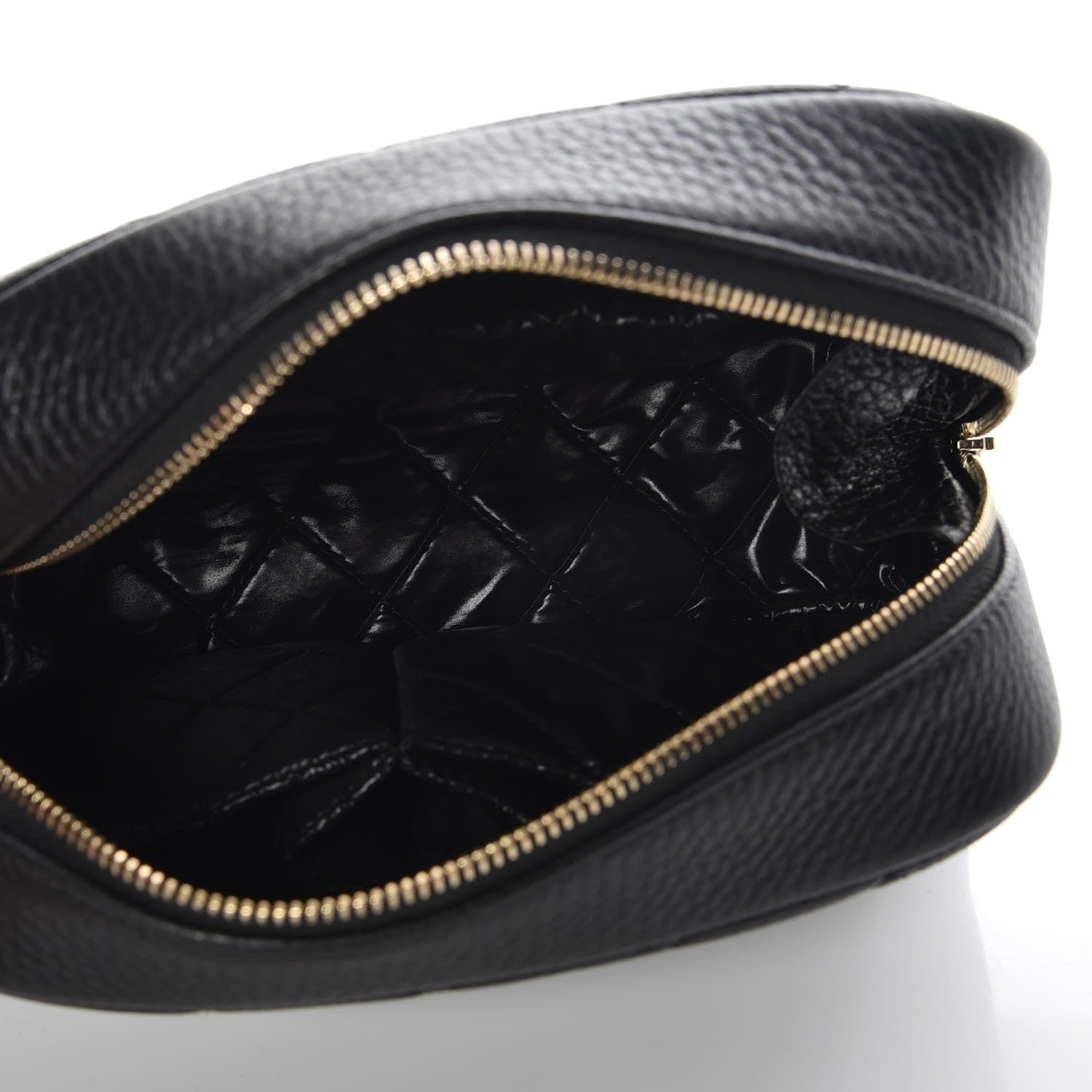 Chanel Grained Calfskin Quilted Curvy Pouch Cosmetic Case Black 5 of 7