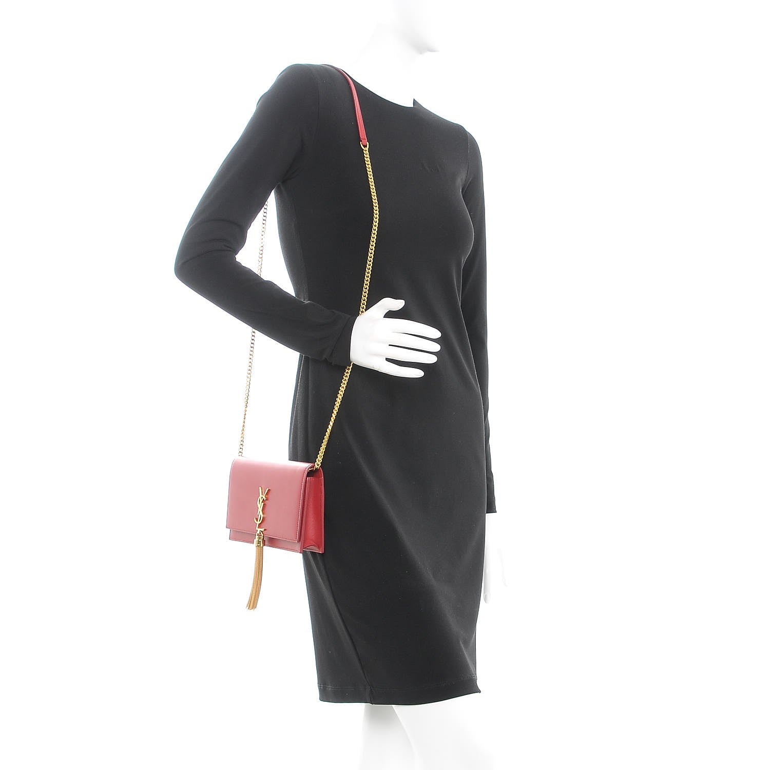 Saint Laurent Smooth Calfskin Classic Monogram Kate Tassel Chain Wallet New Lipstick 2 of 8