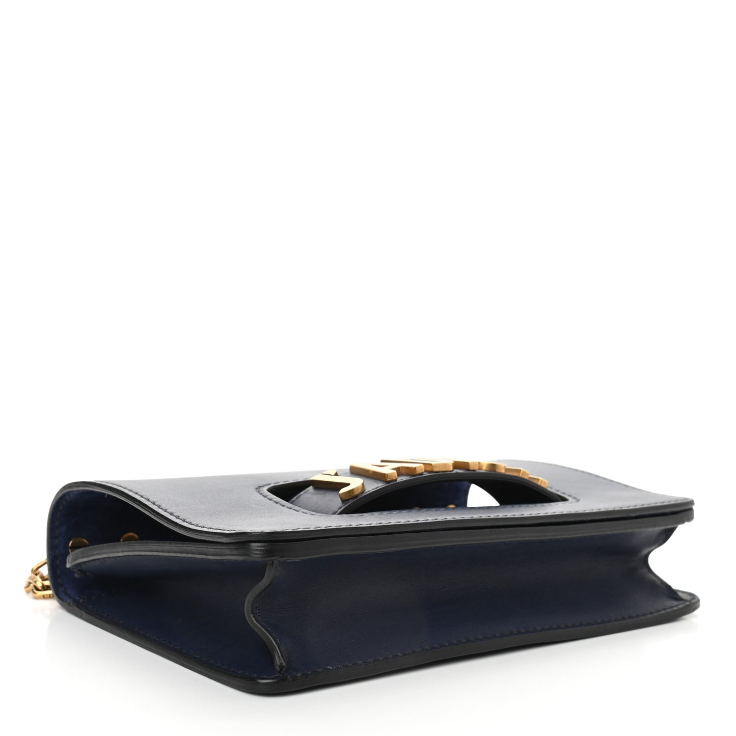 Calfskin J'Adior Chain Flap Bag Navy Blue