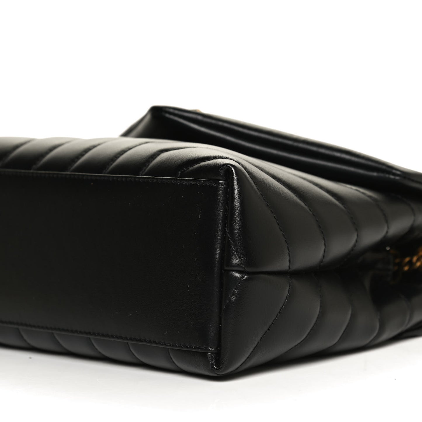 Calfskin Y Quilted Monogram Small Loulou Chain Satchel Black