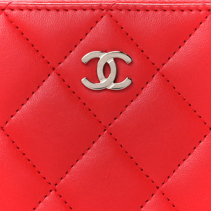 Chanel Lambskin Quilted Small Zip Around Wallet Red 9 of 11