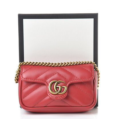 Gucci Calfskin Matelasse GG Marmont 2.0 Coin Purse On A Chain Hibiscus Red 8 of 8