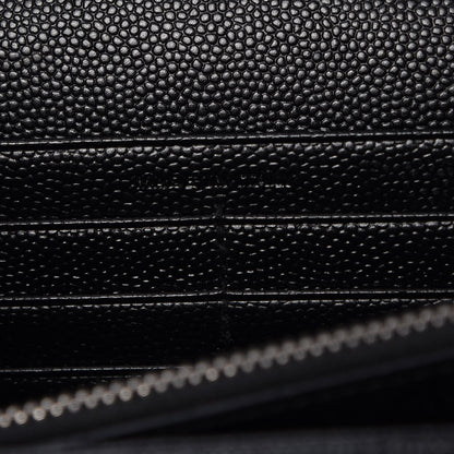 Saint Laurent Grain De Poudre Matelasse Chevron Monogram Chain Wallet Black 6 of 10