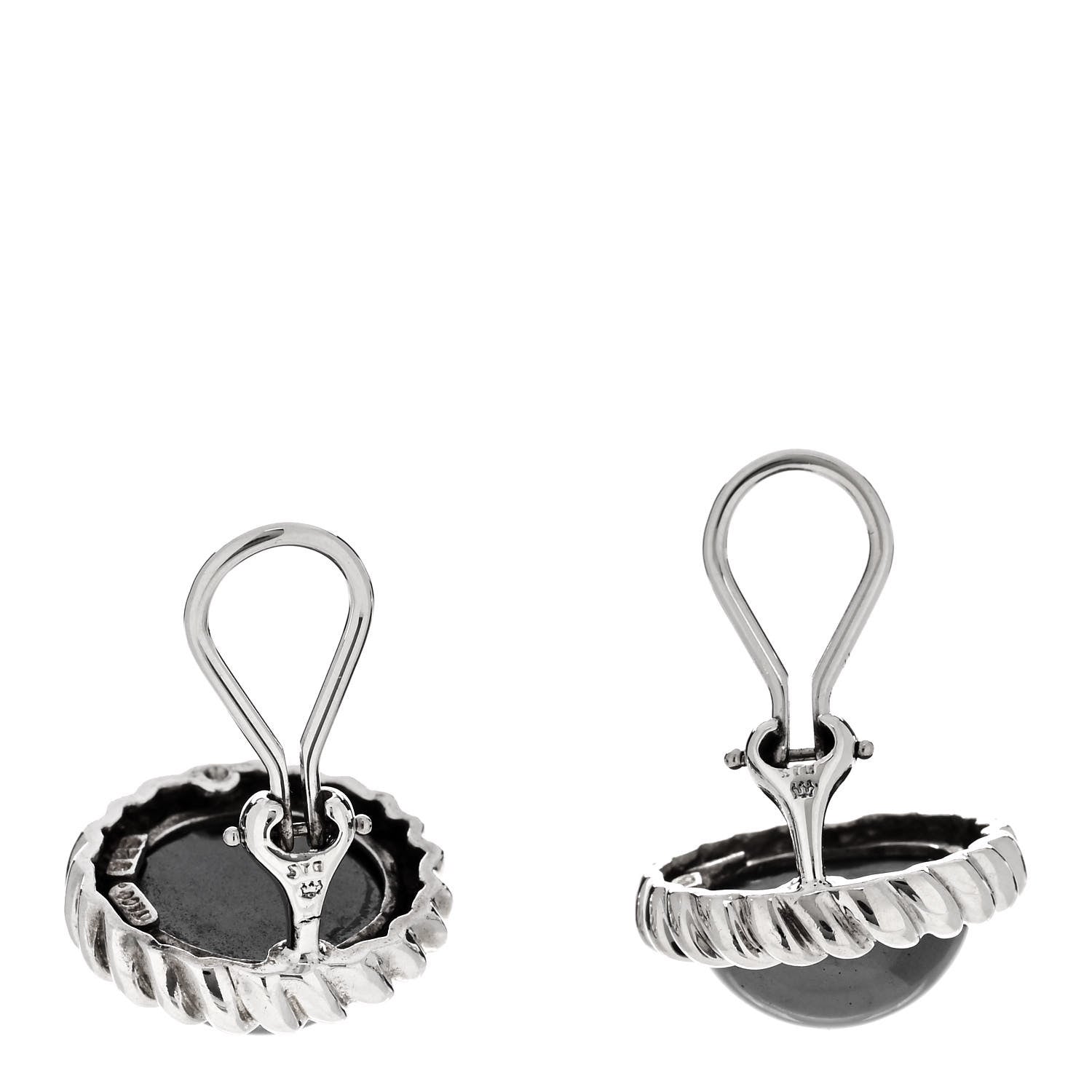 Tiffany Sterling Silver Hematite Round Clip-On Earrings 3 of 4