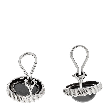 Tiffany Sterling Silver Hematite Round Clip-On Earrings 3 of 4