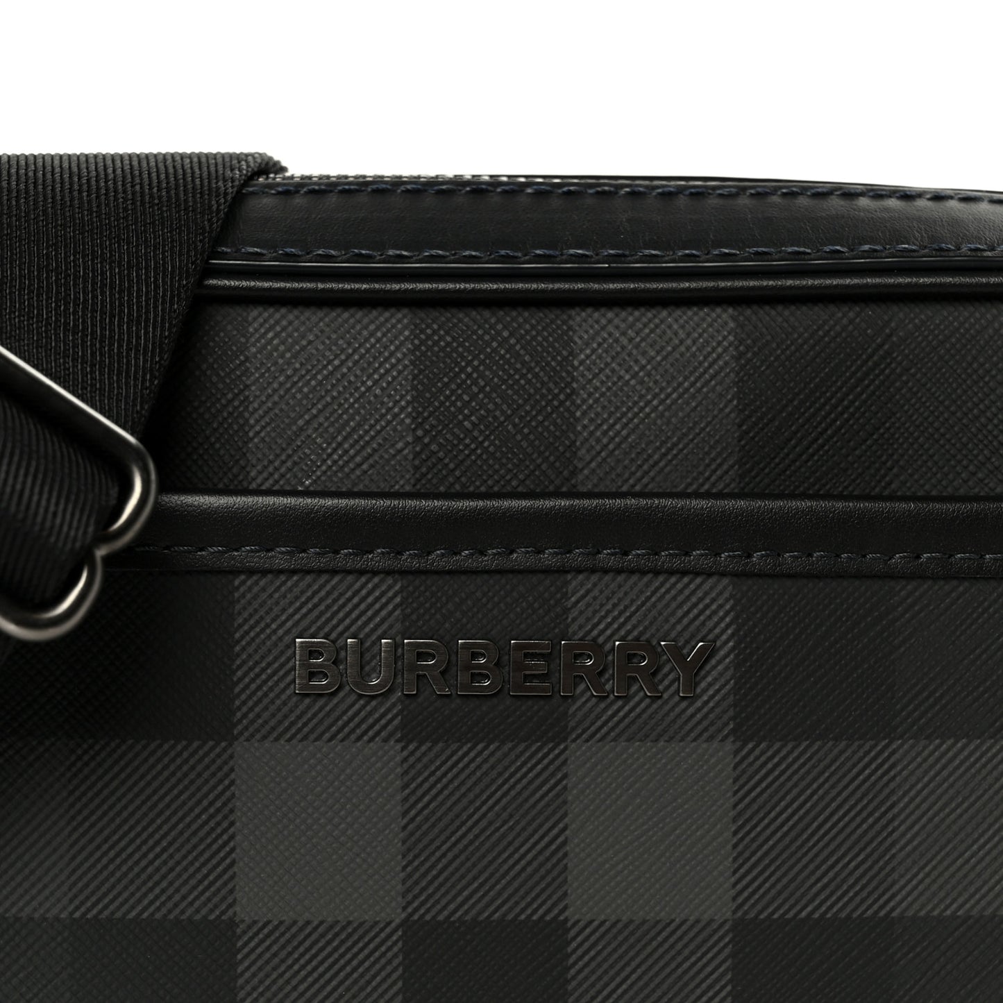 Coated Canvas Calfskin Check Muswell Bag Charcoal