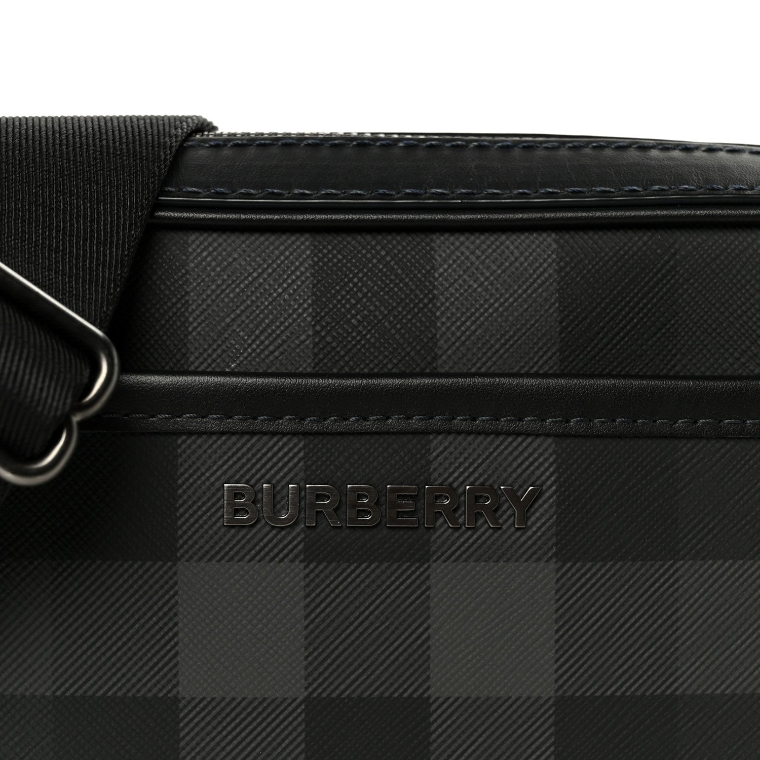 Burberry Coated Canvas Calfskin Check Muswell Bag Charcoal 9 of 11