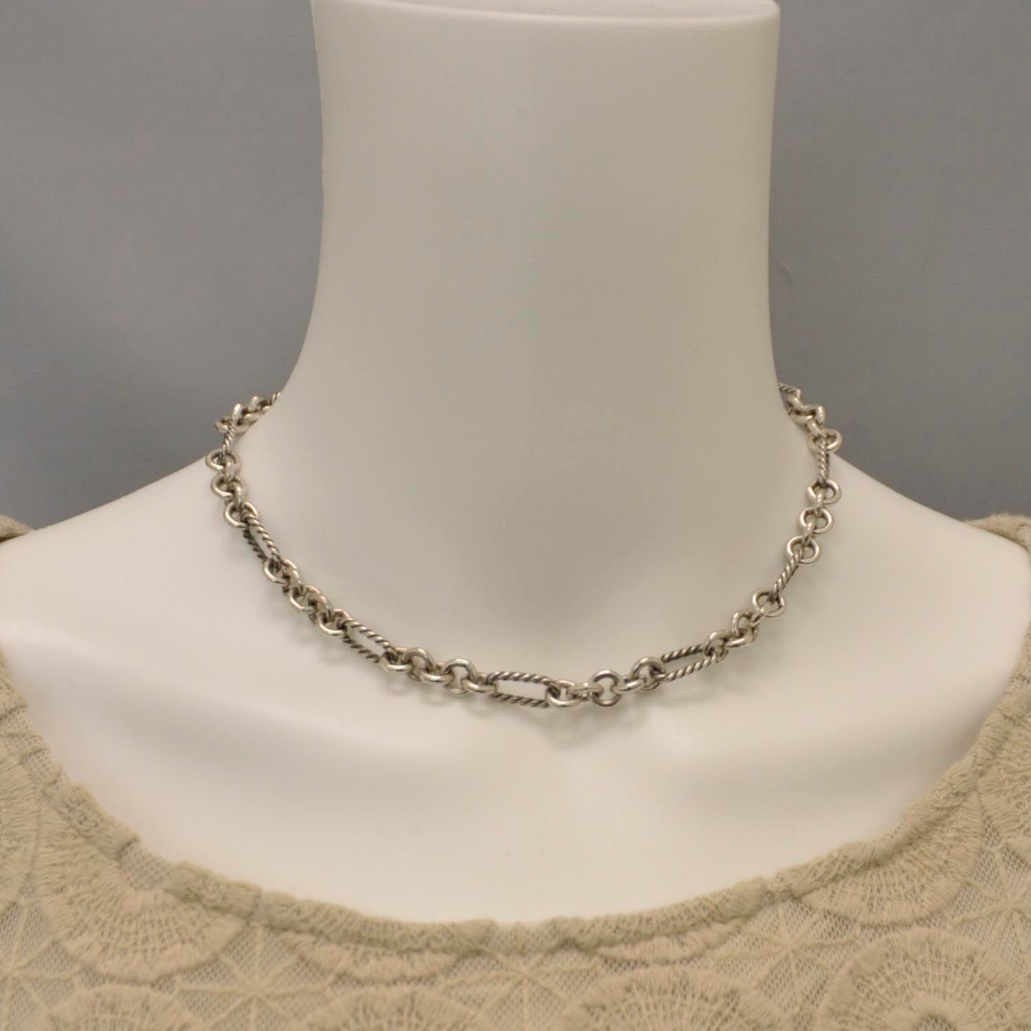David Yurman Sterling Silver Cable Classics Figaro Chain Necklace 2 of 4