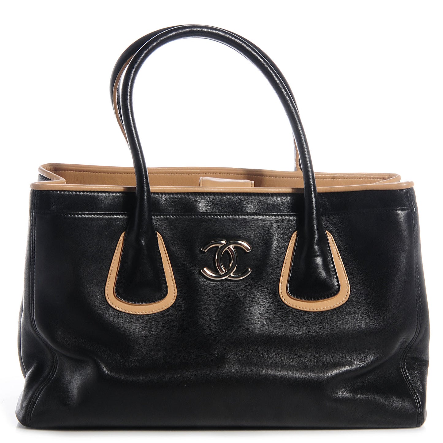 Lambskin Executive Cerf Shopper Tote Black