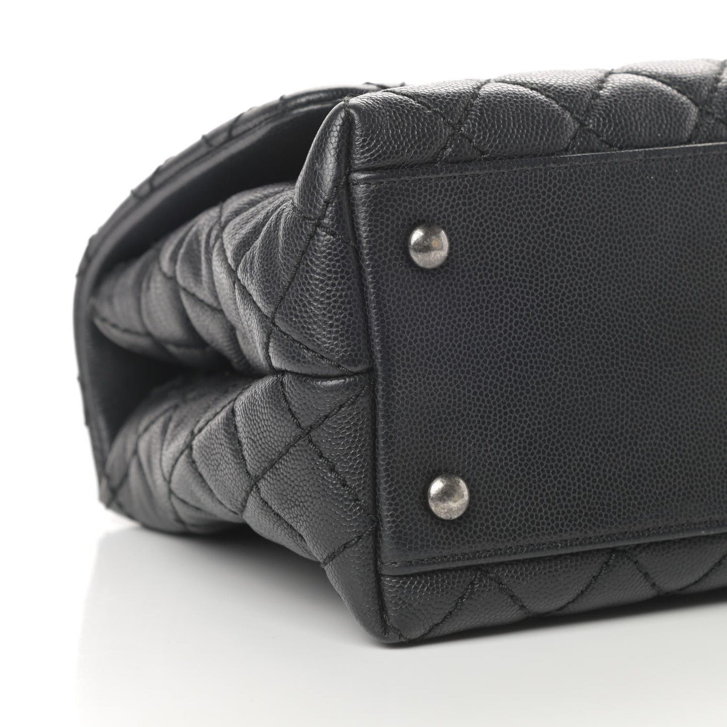 Caviar Quilted Small Coco Handle Flap Black