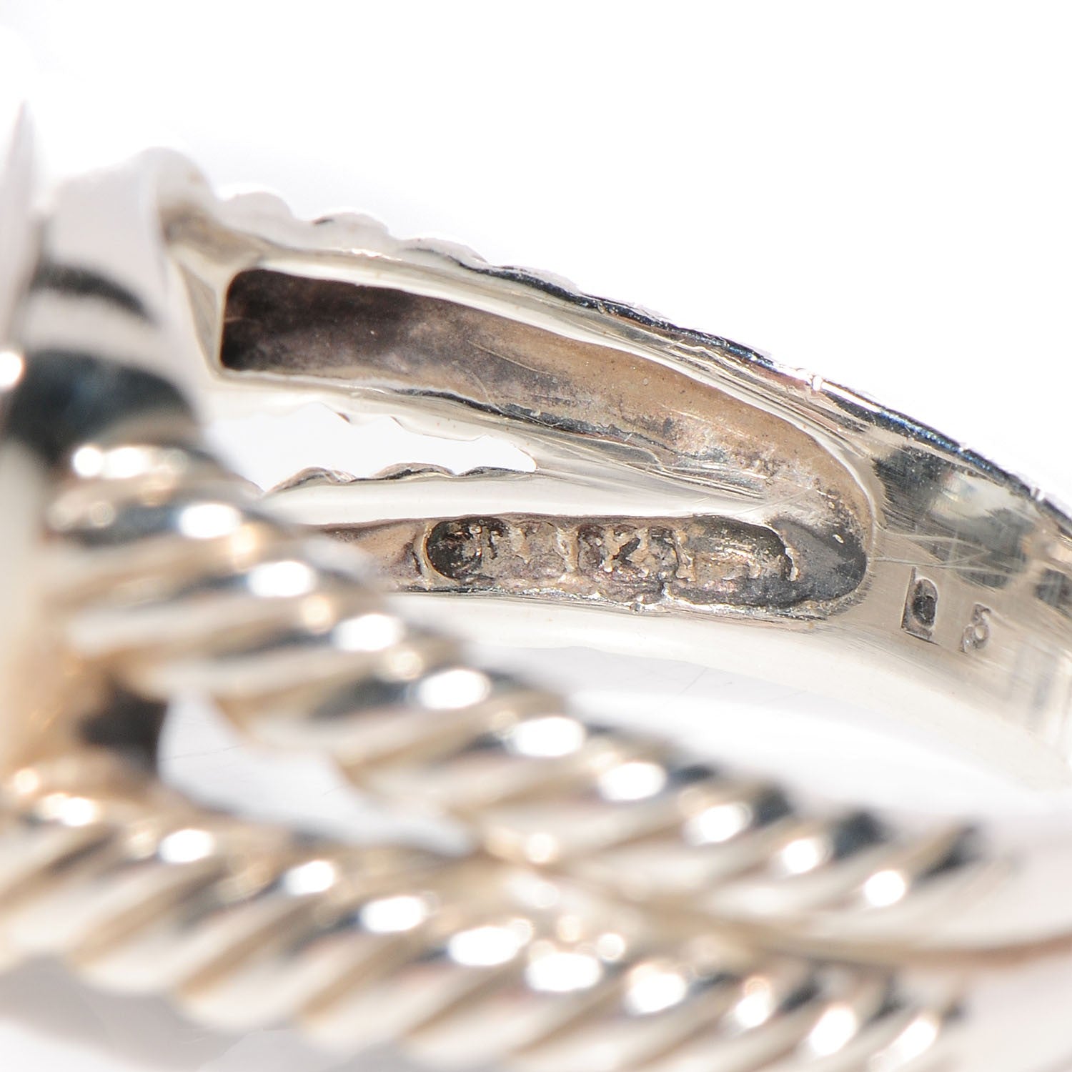 David Yurman Sterling Silver Diamond Prasiolite 11mm Albion Ring 61 9.5 4 of 5
