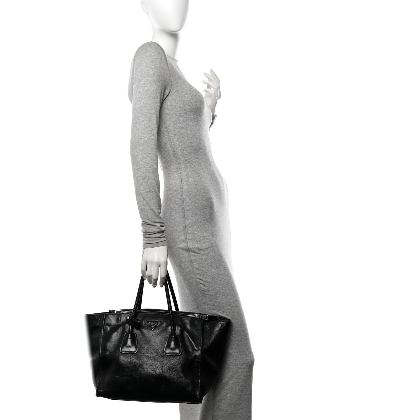 Glace Calf Twin Pocket Tote Black