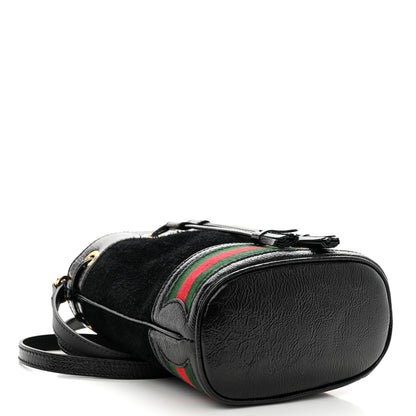 Gucci Suede Patent Web Mini Ophidia Bucket Bag Black 4 of 10