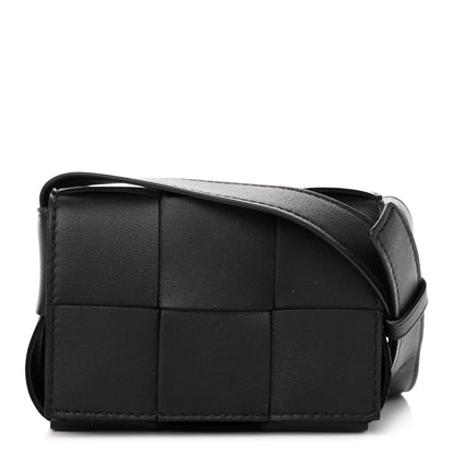 Bottega Veneta Lambskin Maxi Intrecciato Extra Mini Cassette Crossbody Bag Black 1 of 9