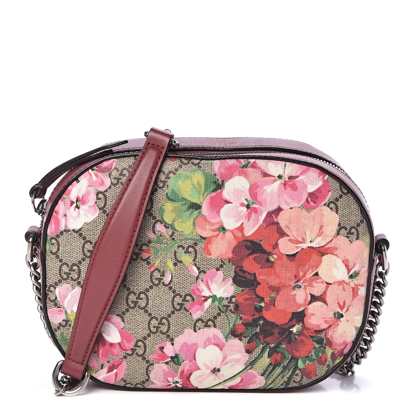 GG Supreme Monogram Blooms Mini Chain Shoulder Bag Beige Multicolor Dry Rose
