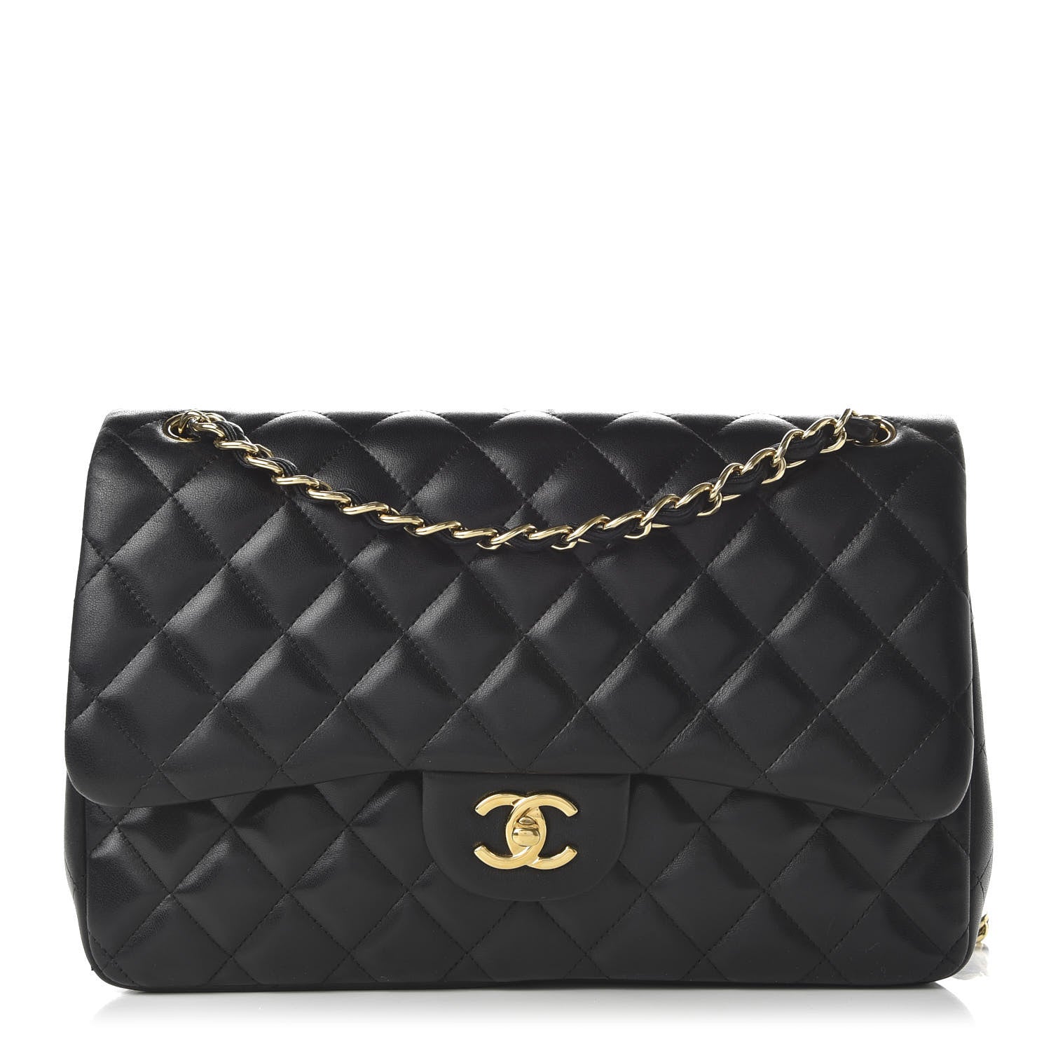 Chanel Lambskin Quilted Jumbo Double Flap Black 1 of 11