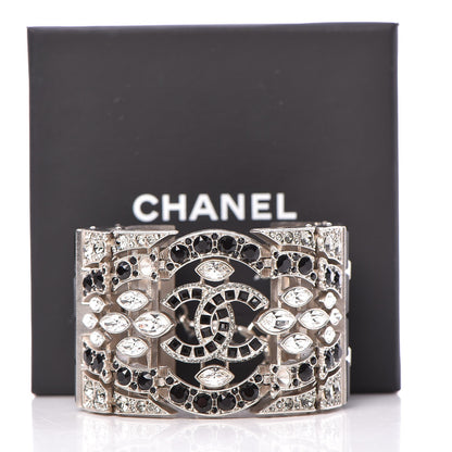 Chanel Crystal CC Wide Cuff Black Silver 6 of 6