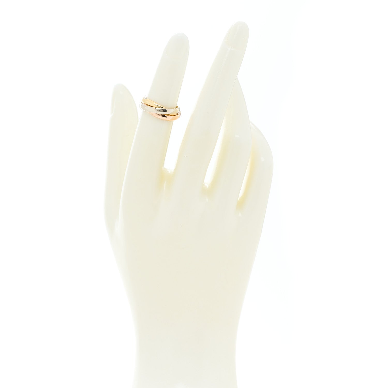 Cartier 18K Pink Yellow White Gold Small Trinity Ring 46 3.75 2 of 6