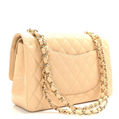Chanel Caviar Quilted Medium Double Flap Beige 3 of 9