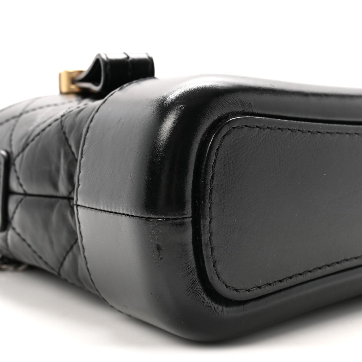 Aged Calfskin Quilted Small Gabrielle Hobo Black