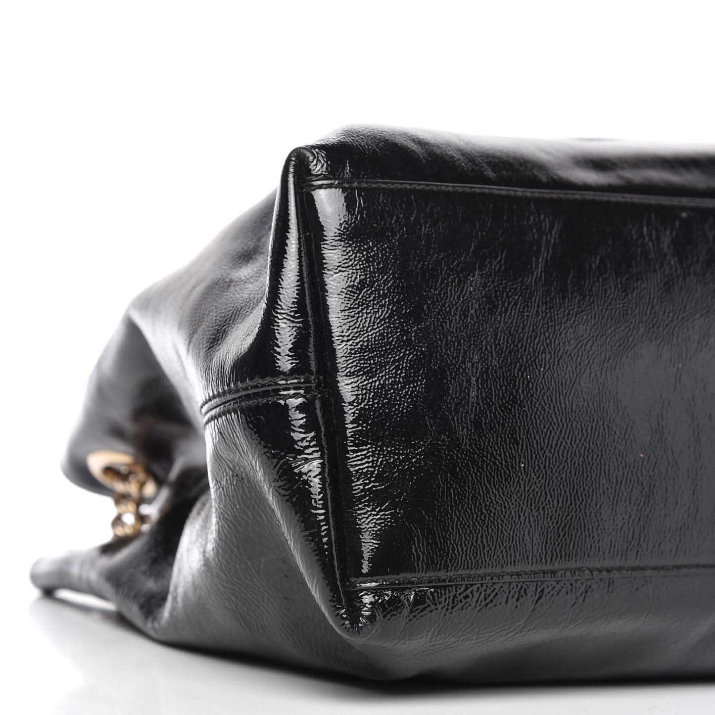 Patent Medium Soho Chain Shoulder Bag Black