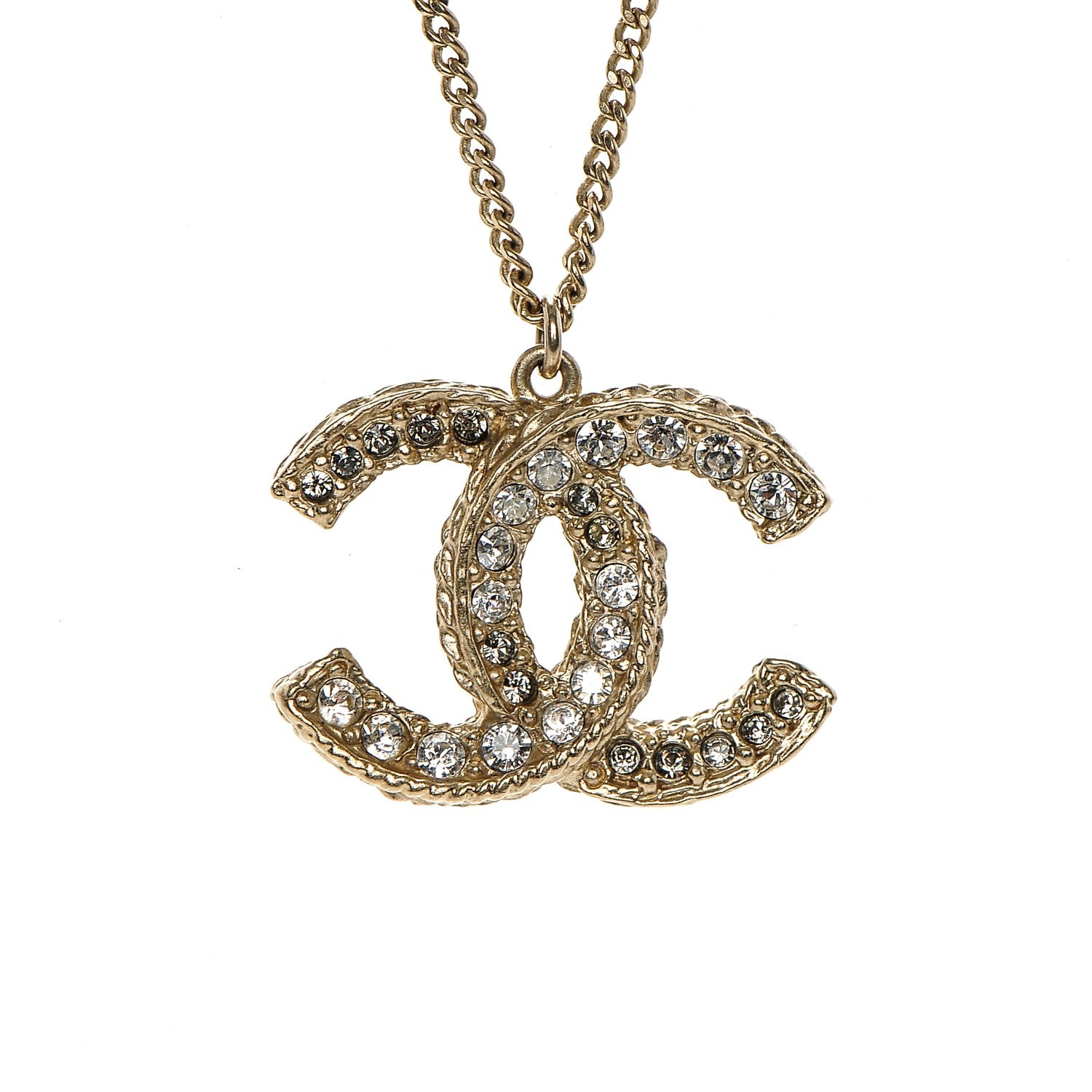 Chanel Crystal Enamel CC Necklace Light Gold 3 of 6