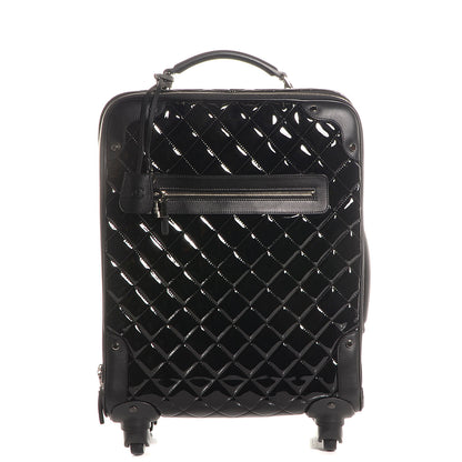 Chanel Vinyl Calfskin Quilted Trolley Rolling Luggage Black 1 of 8
