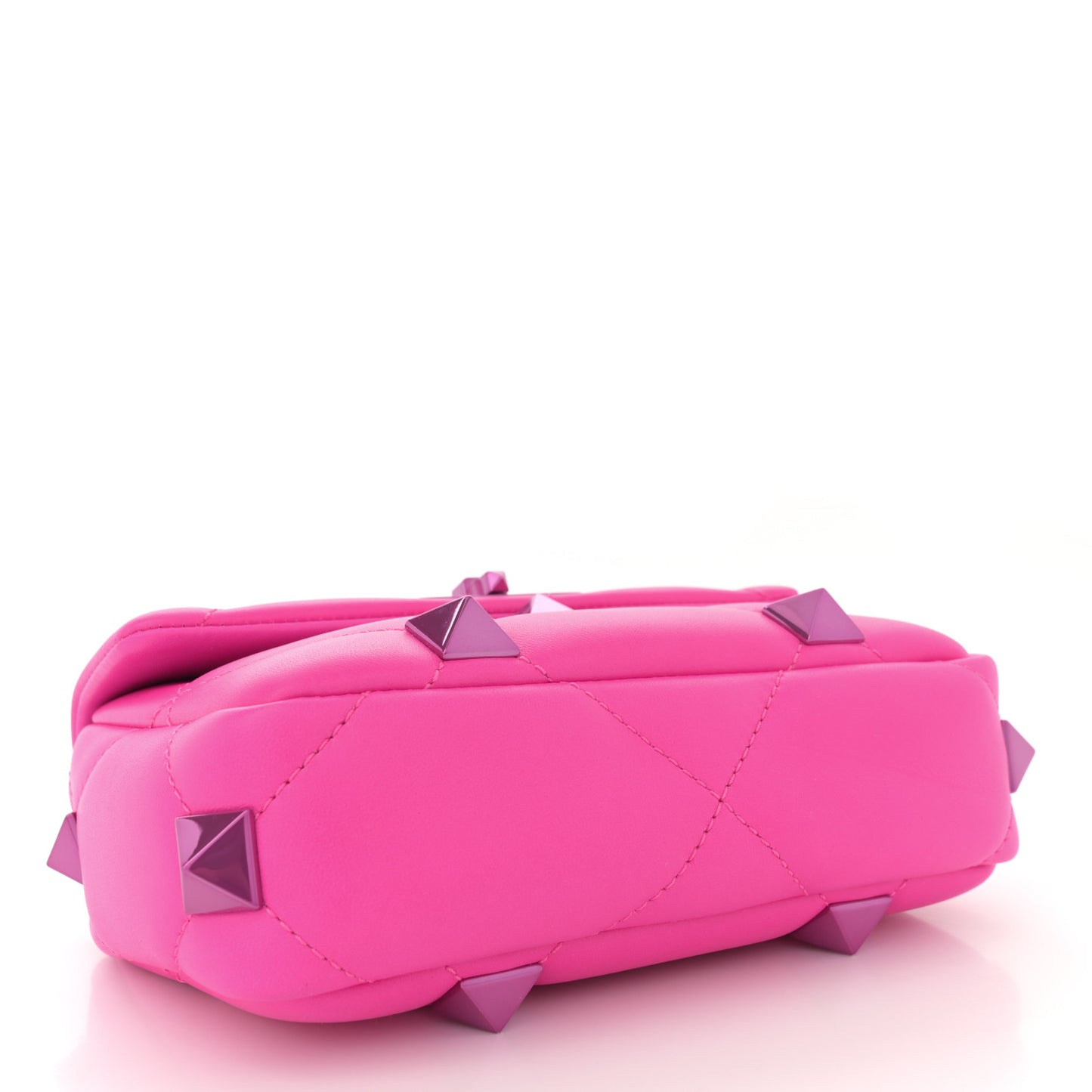 Nappa Lacquer Monochrome Small Roman Stud Shoulder Bag Pink PP