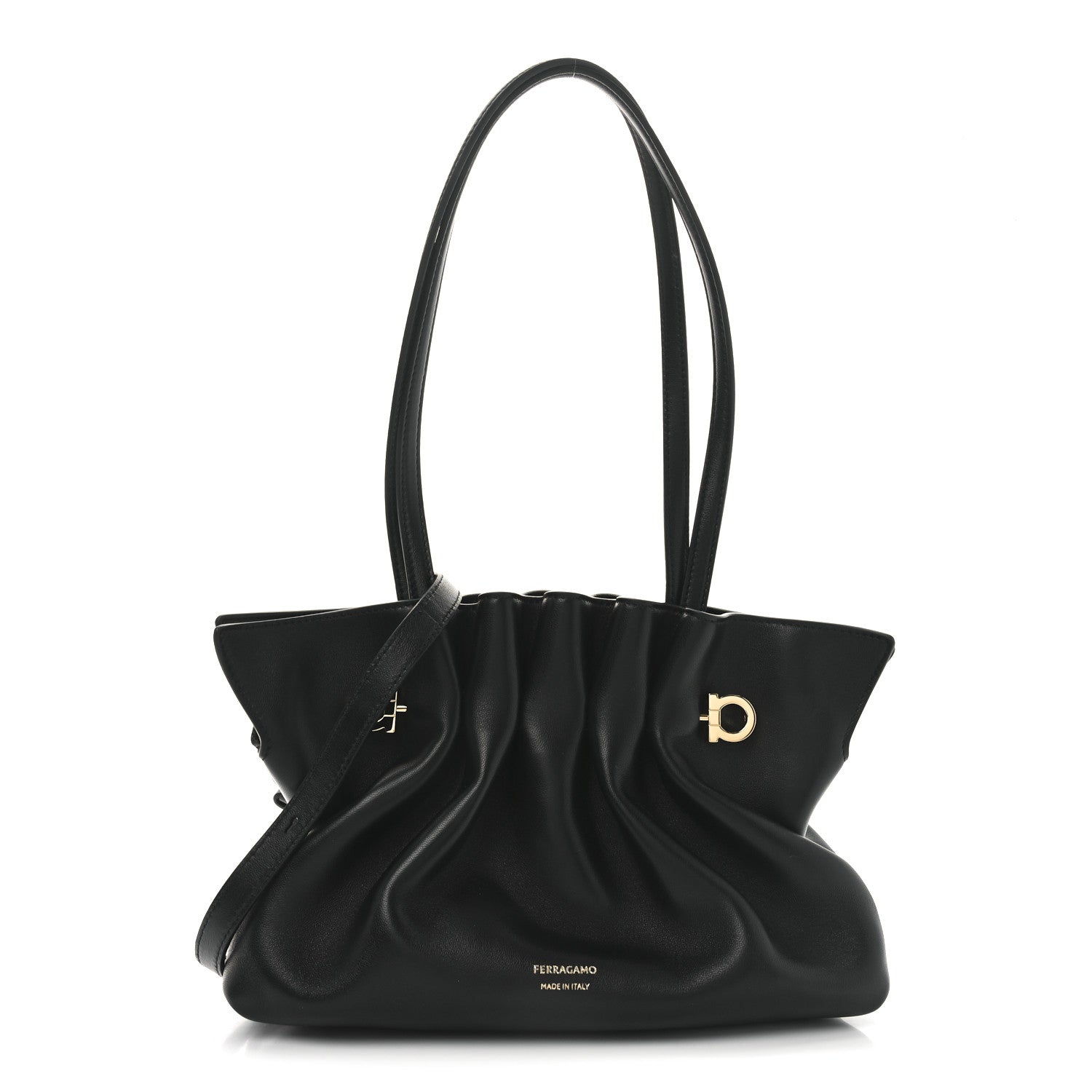 Salvatore Ferragamo Lambskin Small Dumpling Soft Bag Black 1 of 9