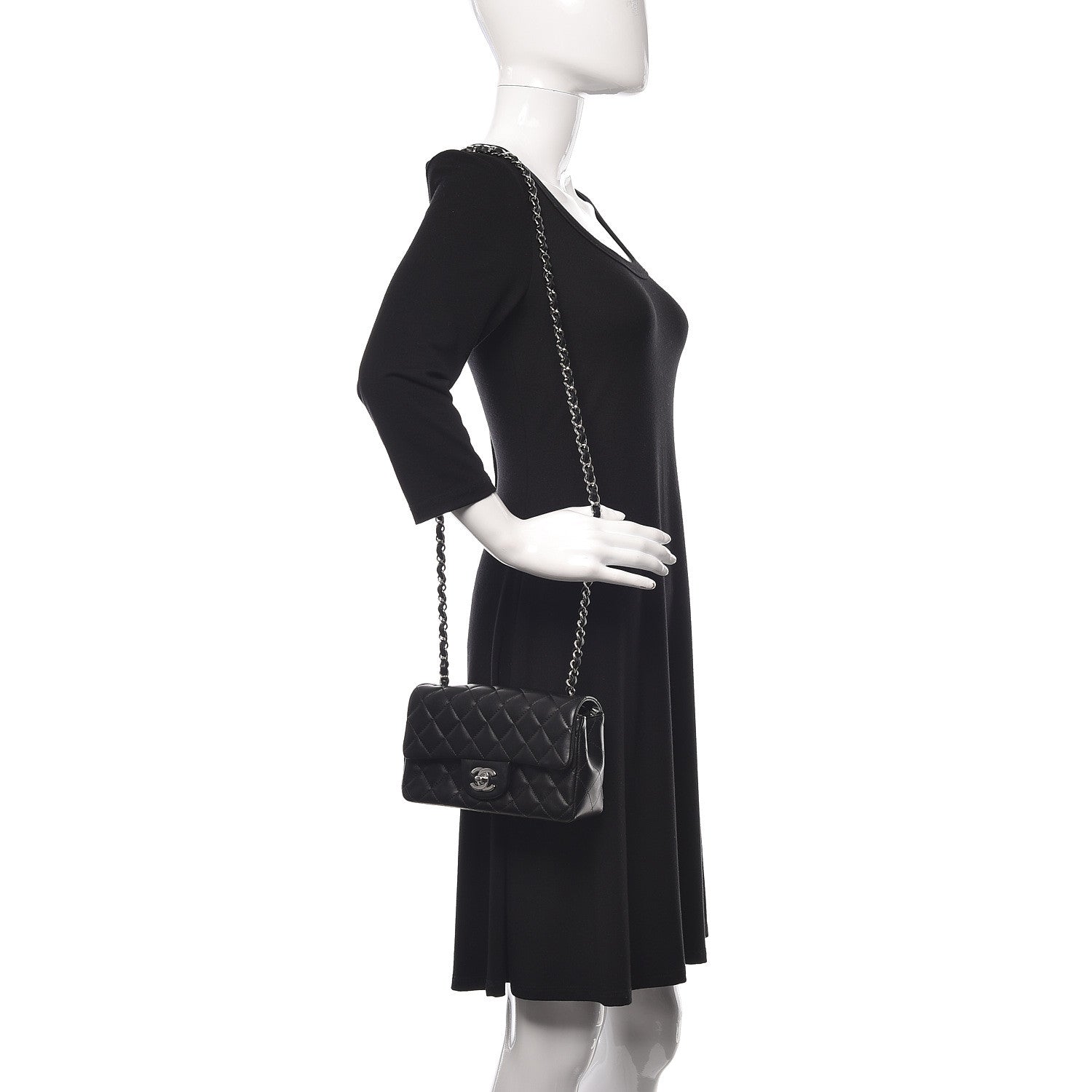Chanel Lambskin Quilted Mini Rectangular Flap Black 2 of 11