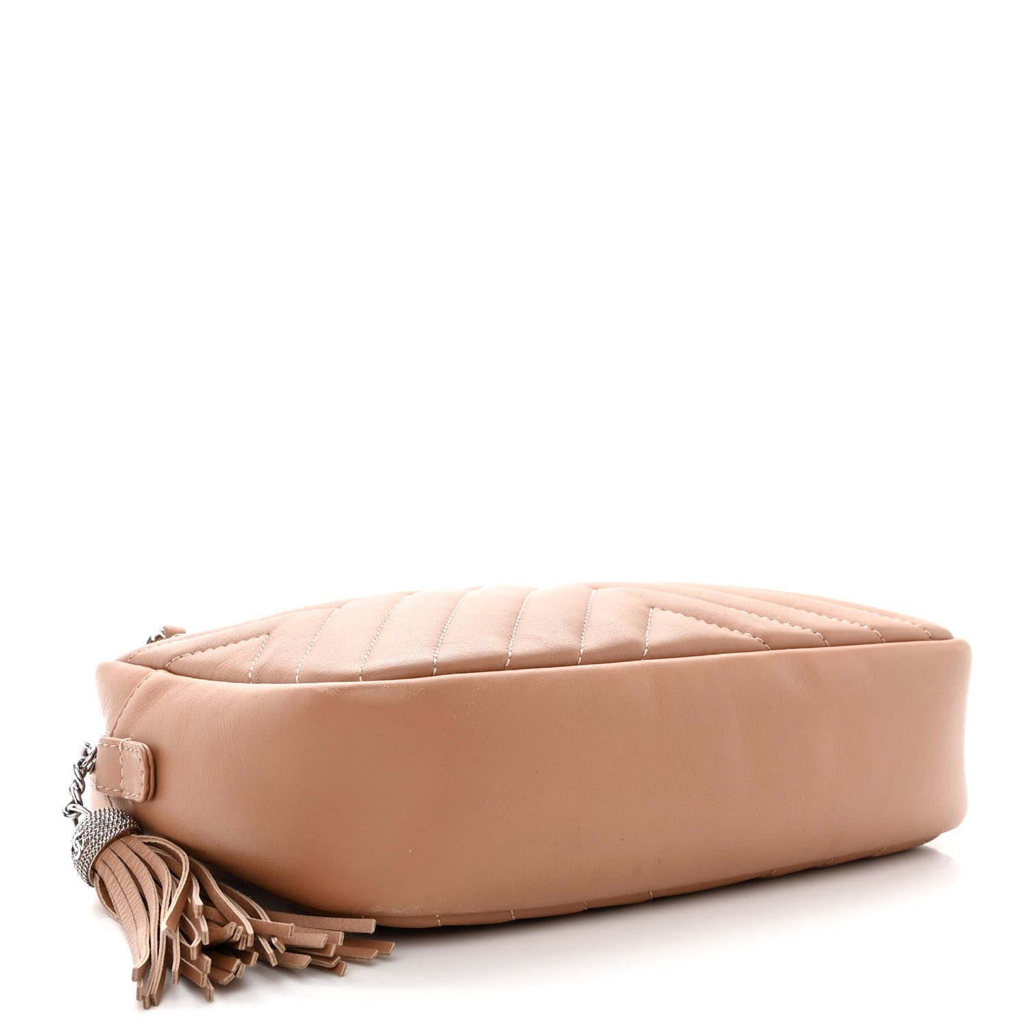 Chanel Lambskin Diagonal Chevron Quilted Tassel Camera Case Case Beige 4 of 10