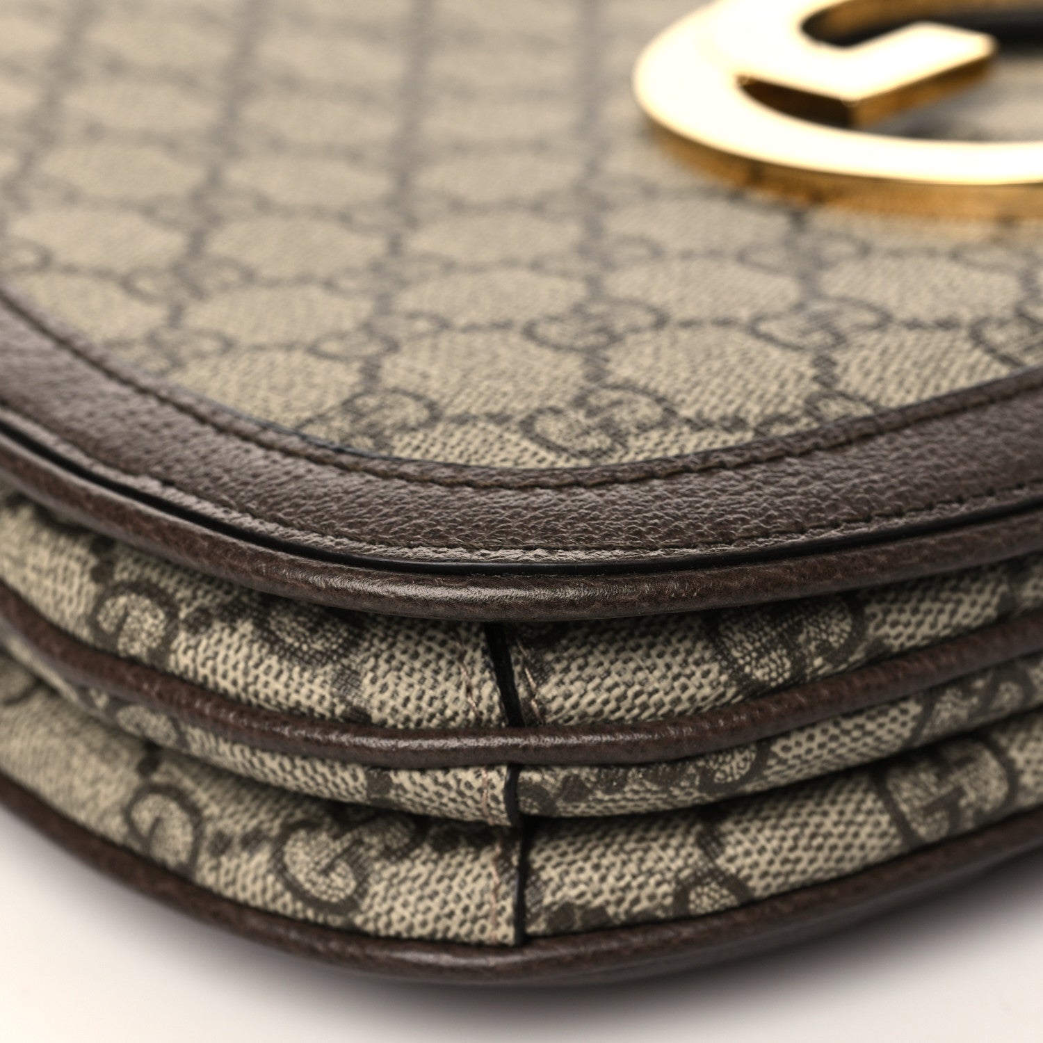 Gucci GG Supreme Monogram Textured Dollar Calfskin Web Medium Blondie Shoulder Flap Bag Beige Ebony New Acero 8 of 9